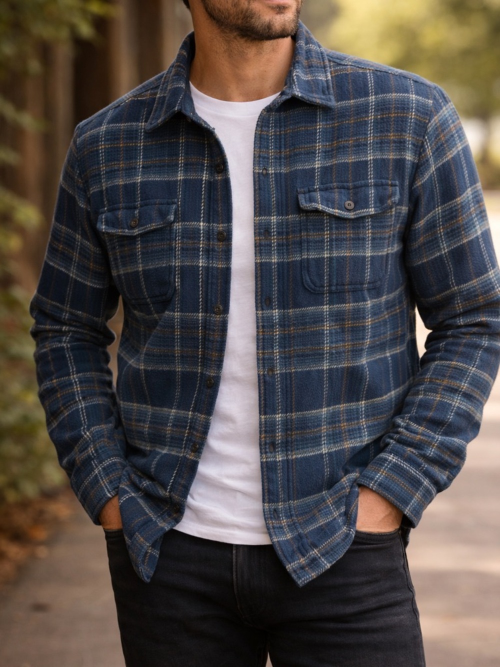 Woolrich Green Label Plaid Shirt Jacket Blue Heavy Flannel Shacket M Gorpcore